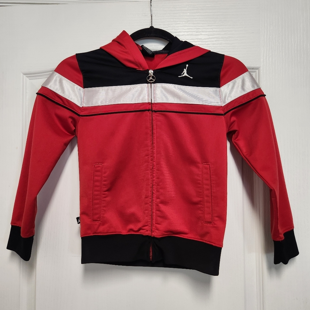 Nike Air Jordan Full Zip Hoodie Jacket Red And Black/Logo Kid Size 7